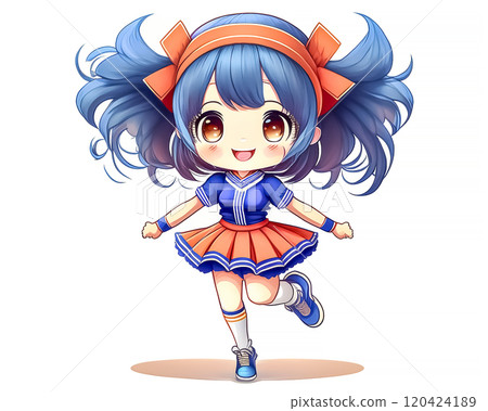 穿著啦啦隊服裝的女孩赤壁人物形像素材 穿著啦啦隊服裝的女孩赤壁人物形像素材 120424189