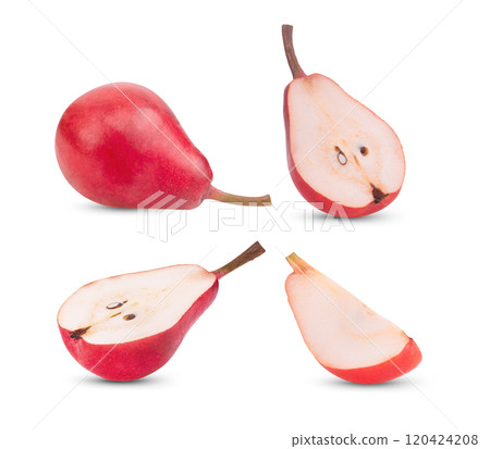 Red pear fruit on white background 120424208