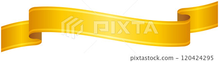 Single illustration 5 of a curved gradient ribbon with gold lines (yellow) 120424295