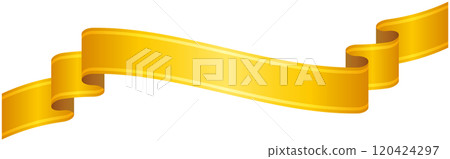 Single illustration 7 of a curved gradient ribbon with gold lines (yellow) 120424297