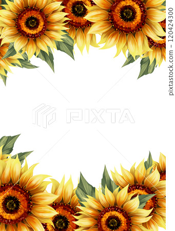 Summer floral frame with hand-drawn sunflowers Summer floral frame with hand-drawn sunflowers 120424300