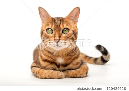 Bengal cat isolated on white for advertising. Bengal cat isolated on white for advertising. 120424628
