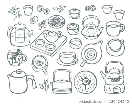 Hand drawn vector tea set Hand drawn vector tea set 120424940