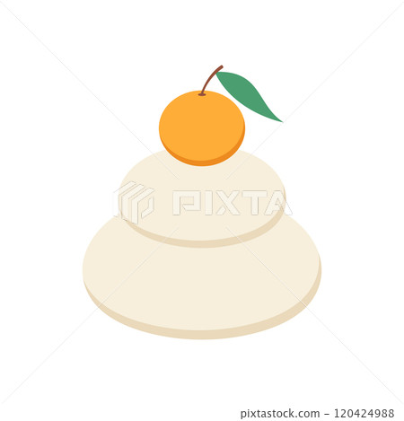Kagami mochi dessert. Traditional Japanese New year food. Vector illustration 120424988