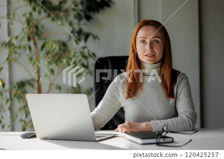 Professional Woman in Modern Office Setting Professional Woman in Modern Office Setting 120425257