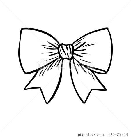 Bow, sketch engraving. Vector black and white illustration isolated. Bow, sketch engraving. Vector black and white illustration isolated. 120425504