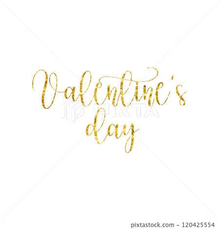 Valentine's day gold lettering on white background. 120425554