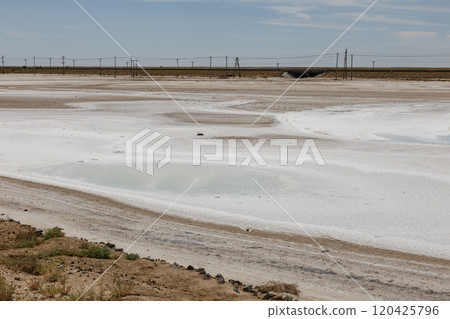Dried up salt lake in the desert of Kazakhstan. Mangystau Region Dried up salt lake in the desert of Kazakhstan. Mangystau Region 120425796