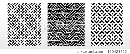 Geometric set of seamless black and white patterns. Simple vector graphics. Geometric set of seamless black and white patterns. Simple vector graphics. 120425822