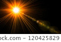Orange lens flare material on a black background_AI generated image 120425829