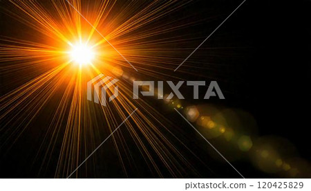 Orange lens flare material on a black background_AI generated image Orange lens flare material on a black background_AI generated image 120425829