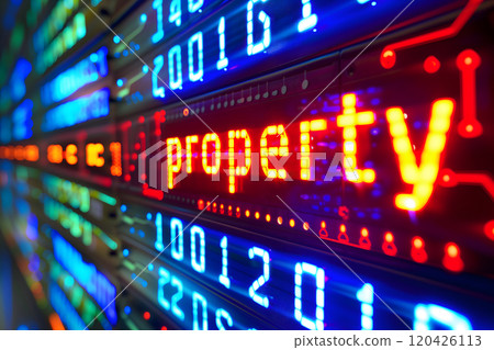 Words cyber property on the screen for cyber law concept 120426113