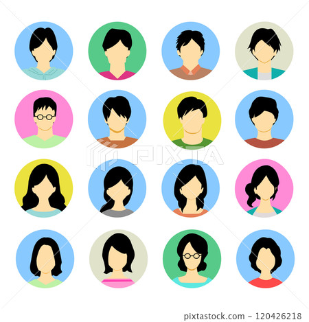 Young men and women faceless icon set 120426218