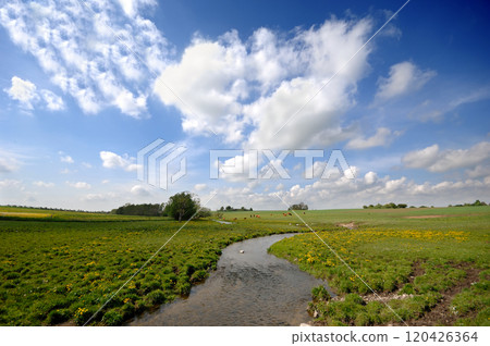 Small river and framland 120426364