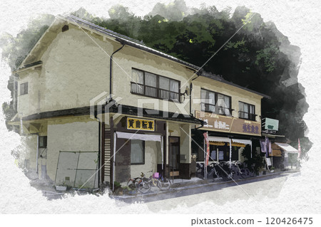 水彩風格大尺峽彌生食堂 自行車出租 廣島縣莊原市 120426475
