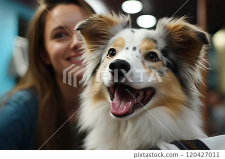 veterinarian examines a dog teeth. Consultation with a veterinarian. Close up of a dog and fangs. Animal clinic. veterinarian examines a dog teeth. Consultation with a veterinarian. Close up of a dog and fangs. Animal clinic. 120427011