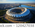 Top view of a large football arena in a big city. 120427038