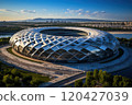 Top view of a large football arena in a big city. 120427039