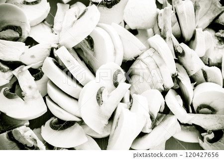 Food. Fresh white mushrooms champigonons Food. Fresh white mushrooms champigonons 120427656