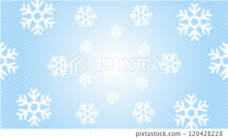 Abstract blue snowflake halftone background , on a transparent background. Minimal clean modern banner. Dotted vector illustration. 120428228