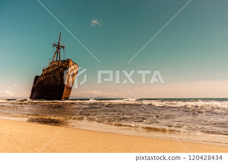 The famous shipwreck near Gythio Greece The famous shipwreck near Gythio Greece 120428434