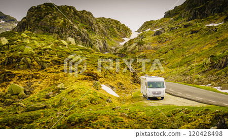 Camper car in norwegian mountains Camper car in norwegian mountains 120428498
