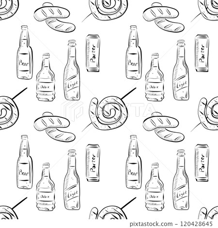 vector seamless pattern line art elements beer bar vector seamless pattern line art elements beer bar 120428645