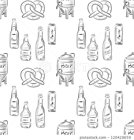 vector seamless pattern line art elements beer bar vector seamless pattern line art elements beer bar 120428659