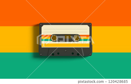 Colorful Retro Cassette Tape Background 120428685
