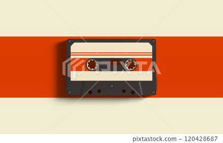 Colorful Retro Cassette Tape Background 120428687