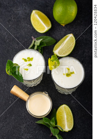 Brazilian white lemonade or limeade. Brazilian white lemonade or limeade. 120428834