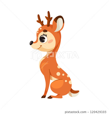 Cute Reindeer Baby with Spotted Body and Antler Sitting Vector Illustration Cute Reindeer Baby with Spotted Body and Antler Sitting Vector Illustration 120429103