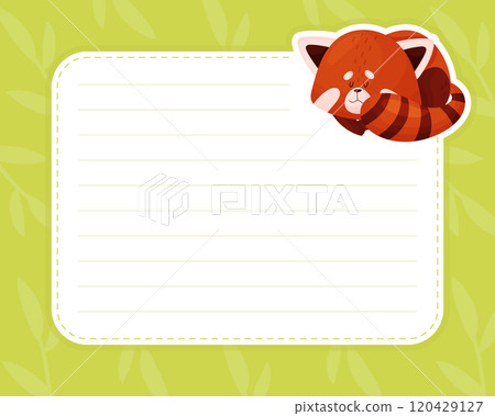 Empty Note Card with Cute Red Panda Character Vector Template 120429127