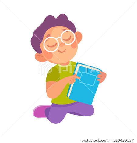 Pretty Boy Reading Book Engaged in Recreation Activity Vector Illustration Pretty Boy Reading Book Engaged in Recreation Activity Vector Illustration 120429137