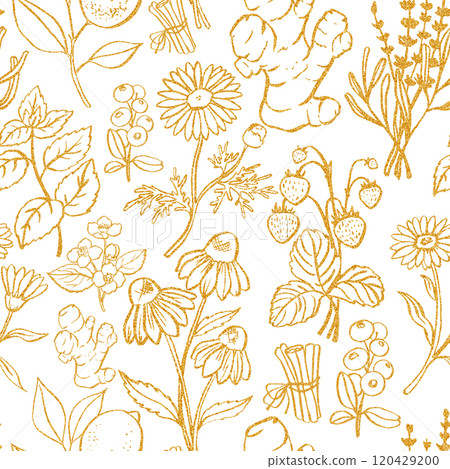 Hand painted gold tea set with herbs Hand painted gold tea set with herbs 120429200