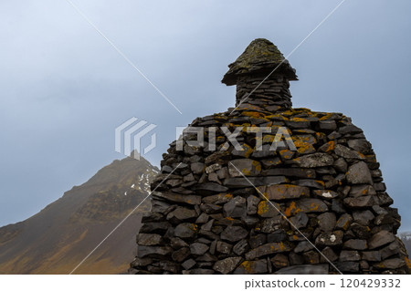 Stone statue Bardur, Arnarstapi, Iceland 120429332