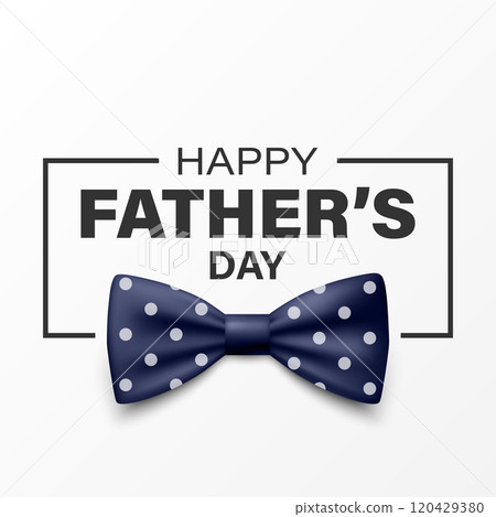 Vector Bow Tie for Father s Day Design. 3d Realistic Silk Blue Bow Tie. Glossy Bowtie, Tie Gentleman. Father s Day Holiday Concept. Design Template for Greeting Card, Invitation, Poster 120429380