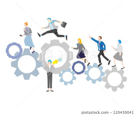 Business people - working in a team - gears - stylish illustration vector material 120430041