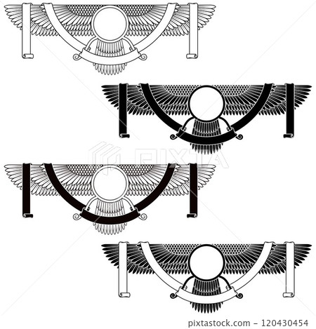 Zoroastrian winged solar disk with ribbon Zoroastrian winged solar disk with ribbon 120430454
