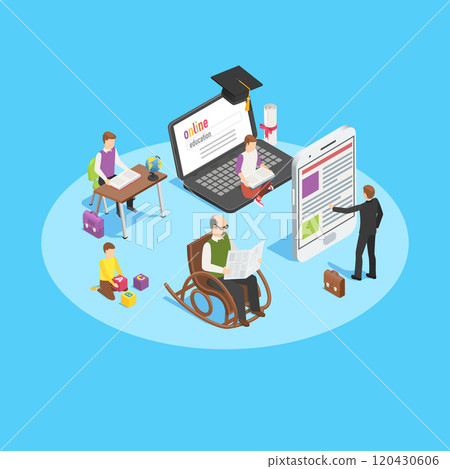 Diverse people of all ages learning online and offline, using technology and traditional methods, showing continuous growth and self improvement Diverse people of all ages learning online and offline, using technology and traditional methods, showing continuous growth and self improvement 120430606