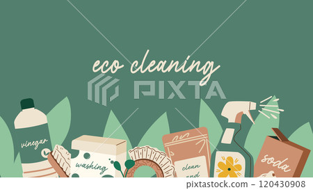 Background for cleaning service. Eco friendly cleaning web banner. 120430908