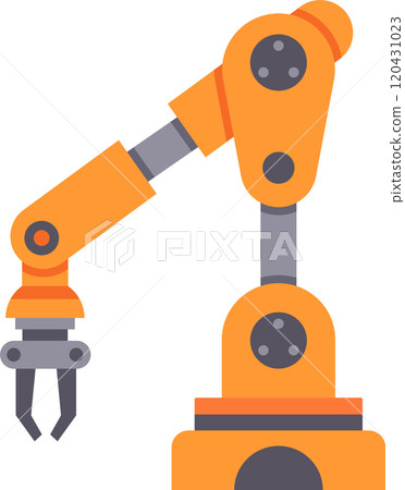 Modern robotic arm is picking up an object, representing automation, innovation, and efficiency in industrial manufacturing 120431023