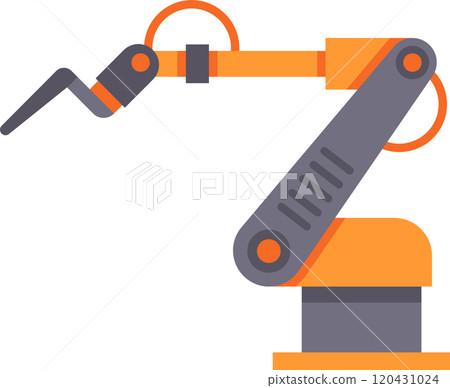 Modern robotic arm performing a precise industrial task, showcasing automation and advanced technology in a factory setting 120431024
