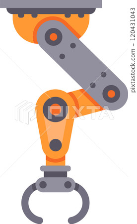 Modern robotic arm is picking up an object in a factory setting, showcasing automation and advanced technology in manufacturing processes Modern robotic arm is picking up an object in a factory setting, showcasing automation and advanced technology in manufacturing processes 120431043