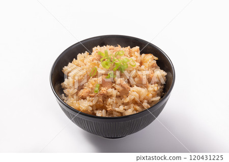Grilled salmon, cod roe, and rice 120431225