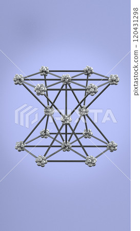 Crystal Lattice Zinc 3D Illustration. Crystal Lattice Zinc 3D Illustration. 120431298