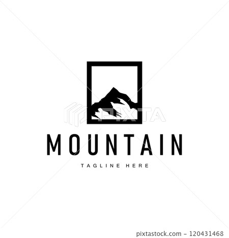 Mountain Logo, Mountain Adventure with Silhouette Model in Simple Modern Style Vector Design for Company and Product Brand 120431468