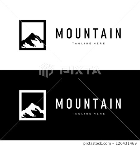 Mountain Logo, Mountain Adventure with Silhouette Model in Simple Modern Style Vector Design for Company and Product Brand 120431469