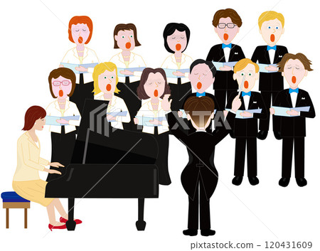 Illustration of people enjoying a chorus. 120431609