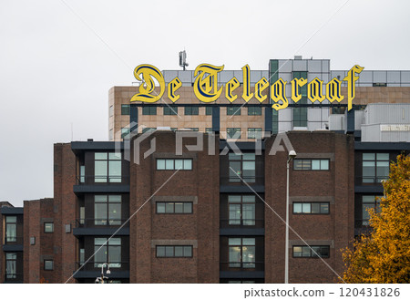 Headquarters of De Telegraaf newspaper and media company in Amsterdam, The Netherlands 120431826